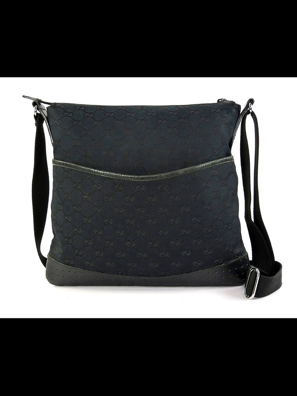 Gucci Black Monogram Crossbody Bag with Adjustable Strap